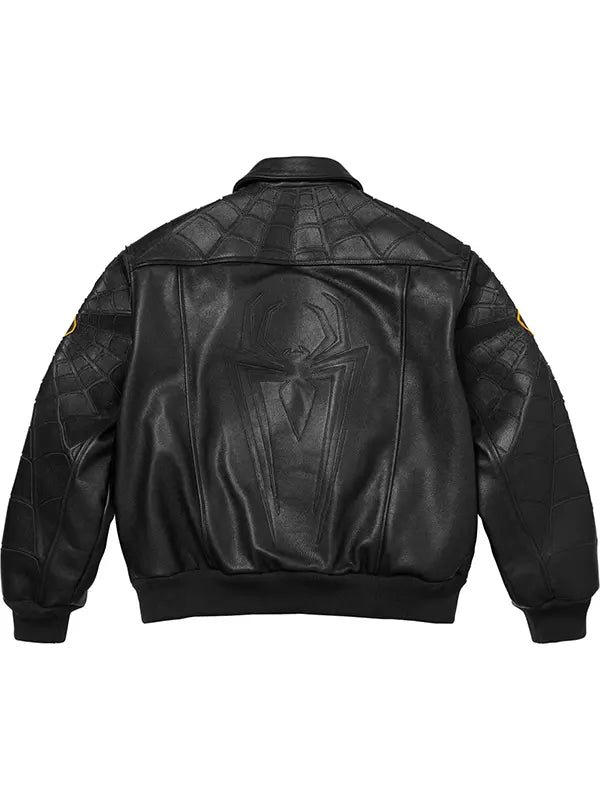 BLACK WEB HEAD LEATHER JACKET